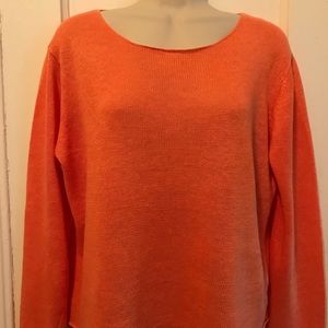 Eileen Fisher 100% linen tangerine cropped sweater